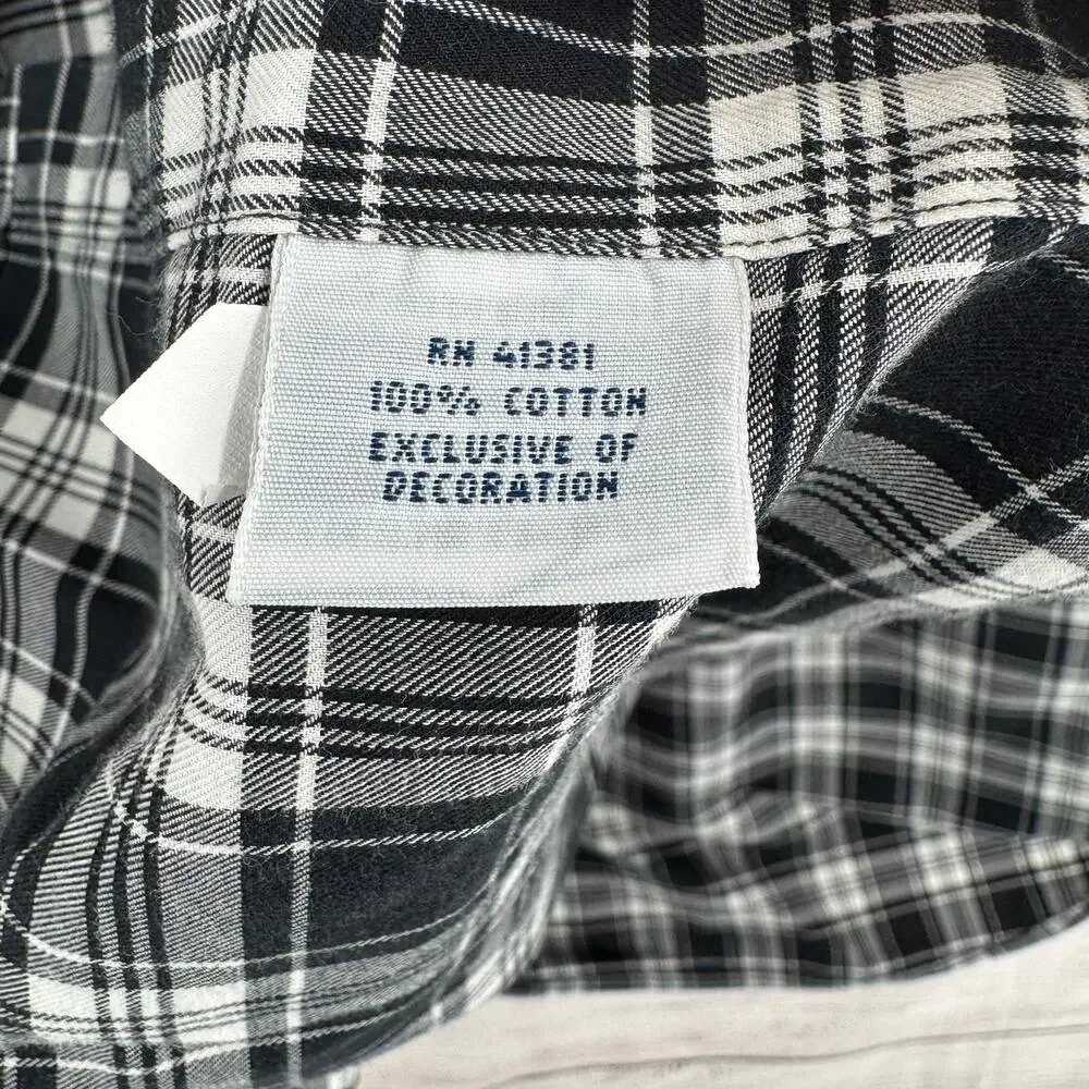 Polo Ralph Lauren Plaid Long Sleeve Button Down Shirt Mens XXL‎ Black Gray White